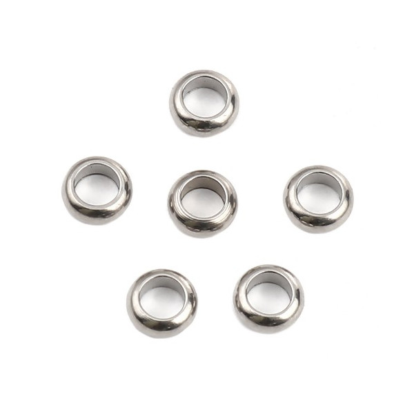 Perles Intercalaire Rondelle 4 par 2mm, Trou 2mm – Acier Inoxydable Argenté