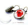 Supports Boucles d’ oreille Dormeuse Vague 20mm Bronze et 2 Cabochons Verre