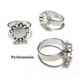Support de bague double vague 10mm PP ( argent platine ) Idéal pour cabochon en 10mm.