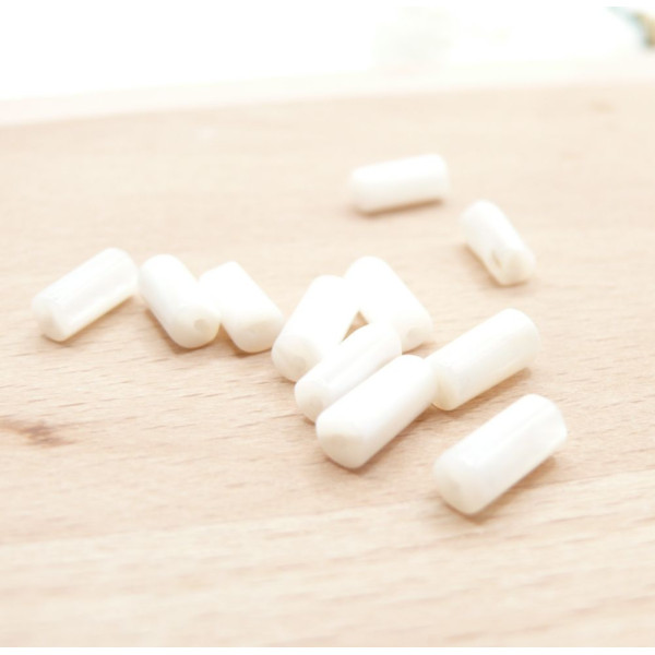 Perles intercalaire Tube 8 par 4mm – Nacre naturelle Blanc