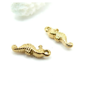 Pendentifs Hippocampe 3D 14.5 mm – Acier Inox 304 – Doré à l’Or fin 18K, placage IONIQUE (IP)
