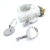 Supports Boucles d’oreille Dormeuse Vague Ovale 13 par 18mm Argent Platine