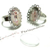 bagues double vague 13x18 mm et 2 cabochons – Bague ajustable