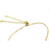 Bracelet Réglable, ajustable, Maille 2mm - 26 cm, Acier Inoxydable 304, finition Doré avec Strass