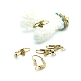 Boucles d’Oreilles Dormeuses Forme Éventail 17 mm – Acier Inox 304 – Doré à l’Or fin 18K, placage IONIQUE (IP)