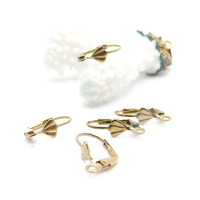 Boucles d’Oreilles Dormeuses Forme Éventail 17 mm – Acier Inox 304 – Doré à l’Or fin 18K, placage IONIQUE (IP)