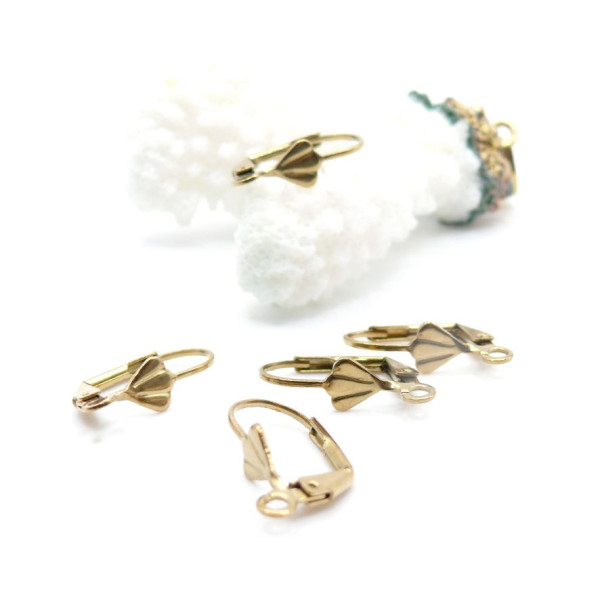Boucles d’Oreilles Dormeuses Forme Éventail 5 mm – Acier Inox 304 – Doré à l’Or fin 18K, placage IONIQUE (IP)