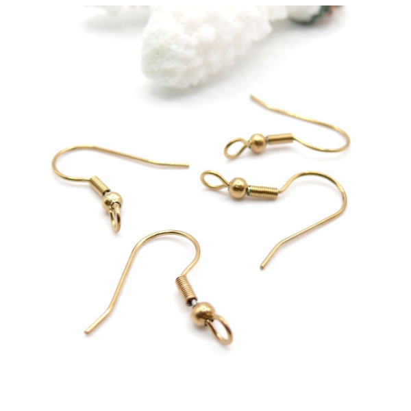 Boucles d’Oreilles Crochets avec Anneau Transversal – Acier Inox 304 – Doré à l’Or fin 18K