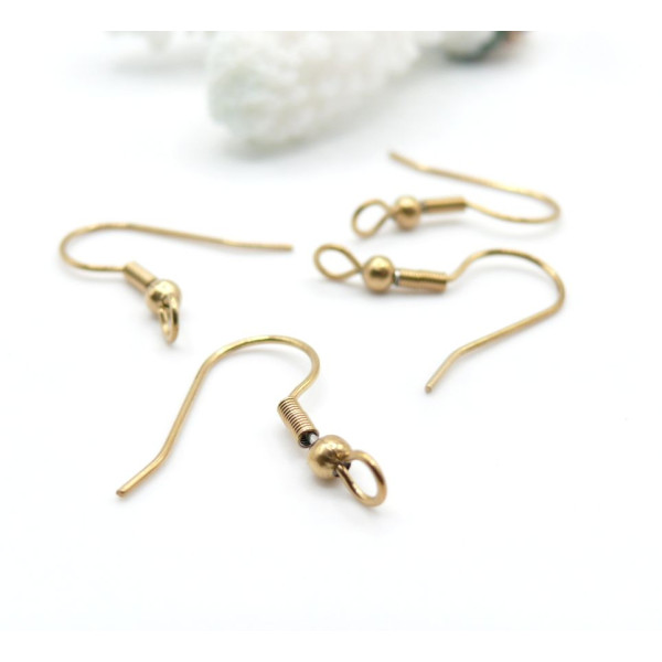 Boucles d’Oreilles Crochets avec Anneau Transversal – Acier Inox 304 – Doré à l’Or fin 18K