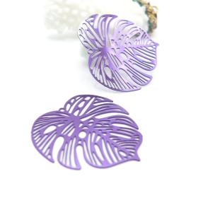 Estampes Pendentifs Filigrane Colibri et Fleur 32 mm – Acier Inox 304 – VIOLET