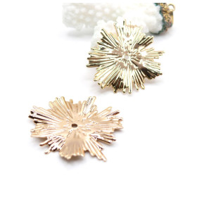 Pendentifs Soleil Art Déco 31.5 mm – Laiton – Doré à l’Or fin 18K