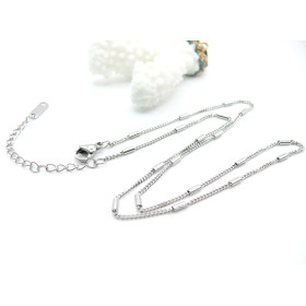 Collier avec Maille Classique et Maille Tube 41 cm – Acier Inox 304 – Argenté