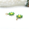 Pendentifs Fleurs résine émaillée 7.5 mm – Acier Inoxydable 304 Doré, Placage IONIQUE