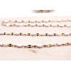 Chaîne Maille Navette avec Résine Émaillée Blanc 10 × 4 mm – Acier Inoxydable 304 Doré IONIQUE