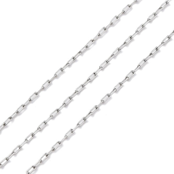 Chaîne maille trombones fine 1.9x0.8x0.01mm – Acier inoxydable 304 – Finition argentée