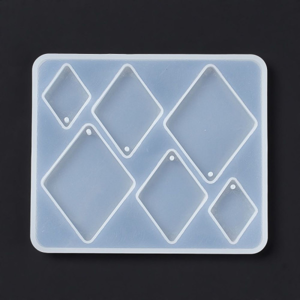 Moule en Silicone pour Pendentifs Losange – Compatible Résine UV & Pâte FIMO