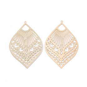 Estampes Pendentifs Filigrane Goutte Grand Éventail 59mm Doré, PVD