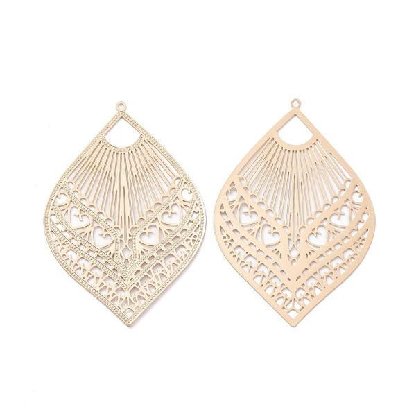 Estampes Pendentifs Filigrane Goutte Grand Éventail 59mm Doré, PVD