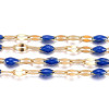 Chaîne Maille Navette avec Résine Émaillée BLEU – Acier Inoxydable 304 Doré IONIQUE