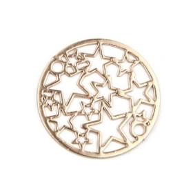 Estampes Connecteur Filigrane Médaillon Multi Étoiles 17mm – Laiton Doré