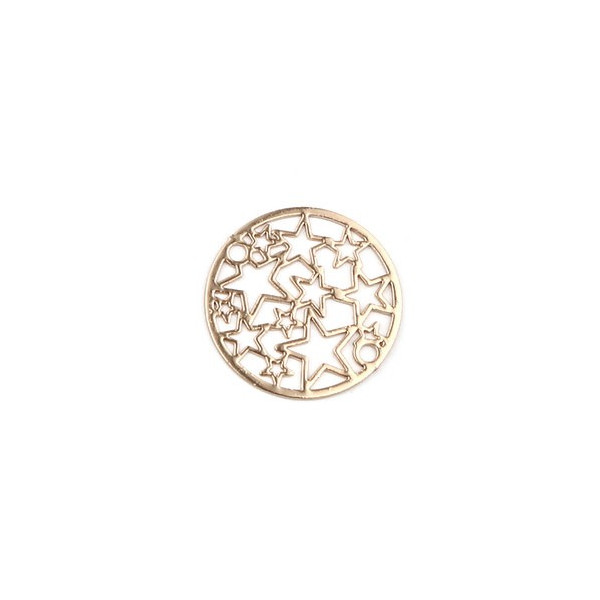 Estampes Connecteur Filigrane Médaillon Multi Étoiles 17mm – Laiton Doré
