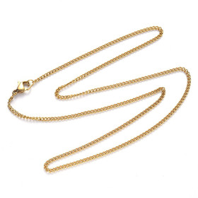 Collier 50 cm, Maille Gourmette  2 par 1.5mm– Acier Inoxydable 304 Doré à l'or fin 18K, PVD
