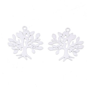 Estampes Pendentifs Filigrane Arbre 23 mm – Laiton Argenté