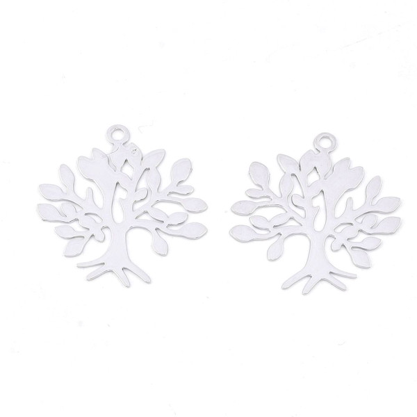 Estampes Pendentifs Filigrane Arbre 23 mm – Laiton Argenté