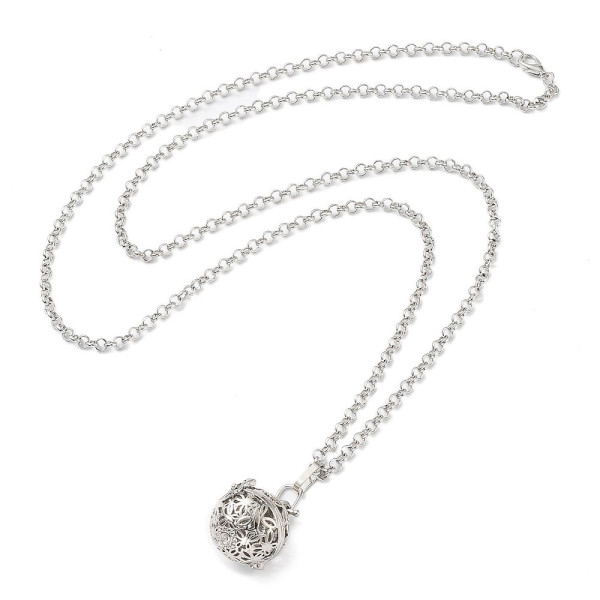 Sautoir Pendentif Cage Bola de Grossesse pour Bola de 18 mm, Laiton Finition Argenté
