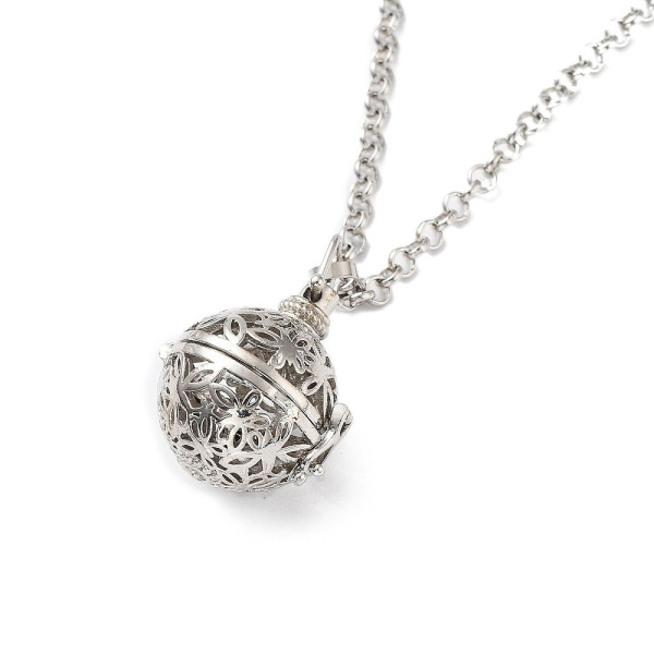 Sautoir Pendentif Cage Bola de Grossesse pour Bola de 18 mm, Laiton Finition Argenté