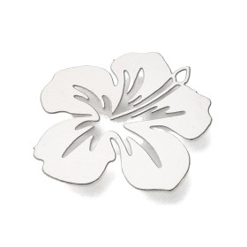 Estampes Pendentif Filigrane Fleur d'Hibiscus 21 mm – Acier Inoxydable – Argent Platine