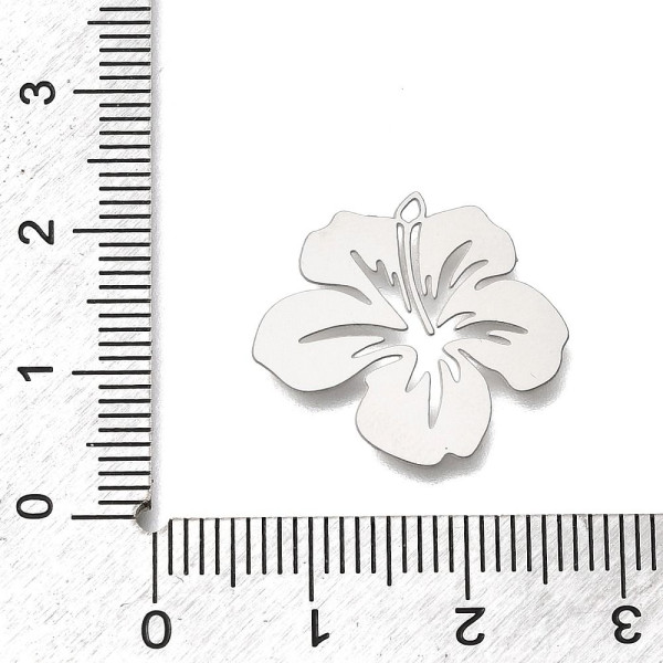 Estampes Pendentif Filigrane Fleur d'Hibiscus 21 mm – Acier Inoxydable – Argent Platine