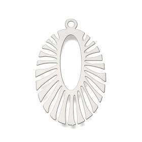 Estampes Pendentif Art Déco Ovale 36 mm – Acier Inoxydable – Argent Platine