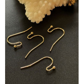 Boucles d’Oreilles Crochets 21 mm avec Bille – Acier Inox 304 – Doré à l’Or fin 18K, placage IONIQUE (IP)