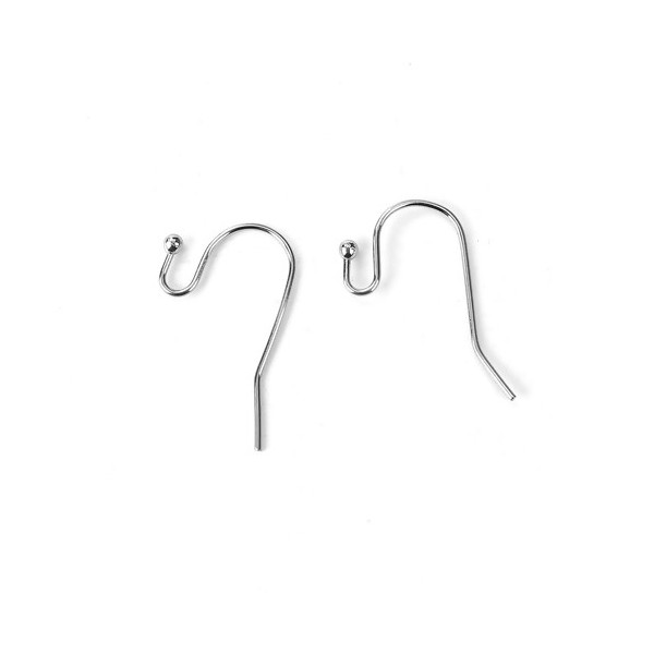 Boucles d’Oreilles Crochets 22 mm avec Bille – Acier Inoxydable 316 – Argent Platine