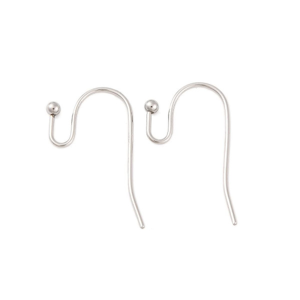 Boucles d’Oreilles Crochets 22 mm avec Bille – Acier Inoxydable 316 – Argent Platine