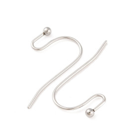 Boucles d’Oreilles Crochets 22 mm avec Bille – Acier Inoxydable 316 – Argent Platine