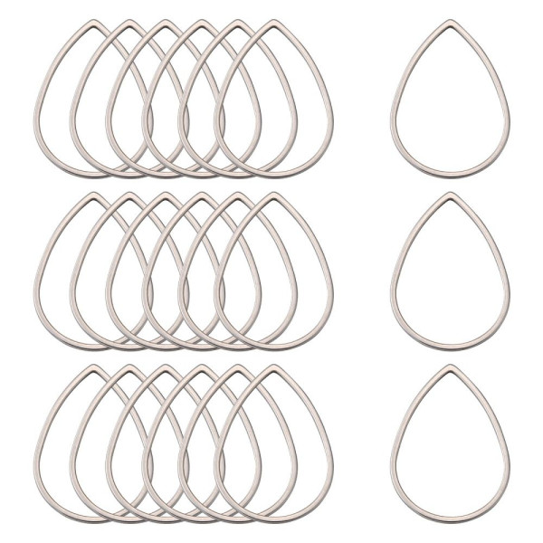 Pendentifs, Connecteur Goutte 33x22mm  – Acier Inoxydable 304 Argenté