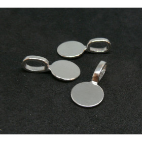 Bélières à Coller Rondes 9mm – Métal Couleur Argent Platine