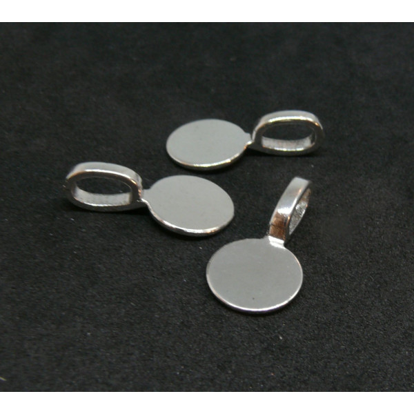 Bélières à Coller Rondes 9mm – Métal Couleur Argent Platine