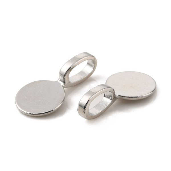 Bélières à Coller Rondes 9mm – Métal Couleur Argent Platine