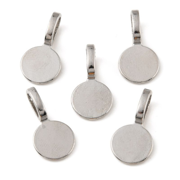Bélières à Coller Rondes 9mm – Métal Couleur Argent Platine
