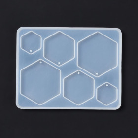 Moule en Silicone pour Pendentifs Hexagone – Compatible Résine UV & Pâte FIMO
