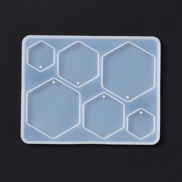 Moule en Silicone pour Pendentifs Hexagone – Compatible Résine UV & Pâte FIMO