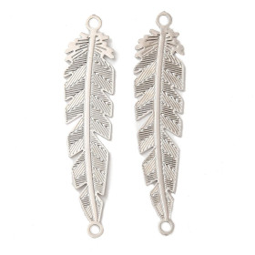 Estampes Filigrane Connecteur Plume 35mm Laiton finition Argent