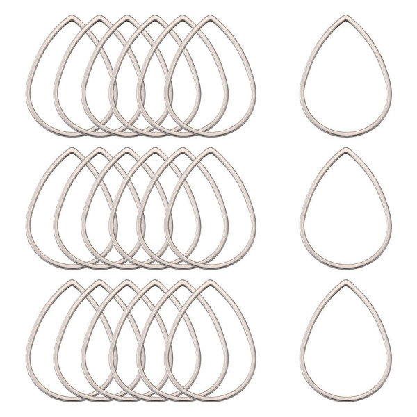 Pendentifs Connecteur Goutte 25mm – Acier Inoxydable 304 Argenté