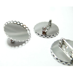 Lot de 4 ou 10  Supports de Broche Vague 25mm – Métal Argenté