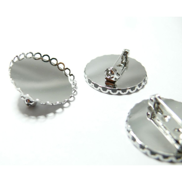 Lot de 4 ou 10  Supports de Broche Vague 25mm – Métal Argenté