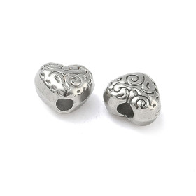 Perles Intercalaires Cœur Travaillé 5 x 6 mm – Acier Inox 304 – Argenté