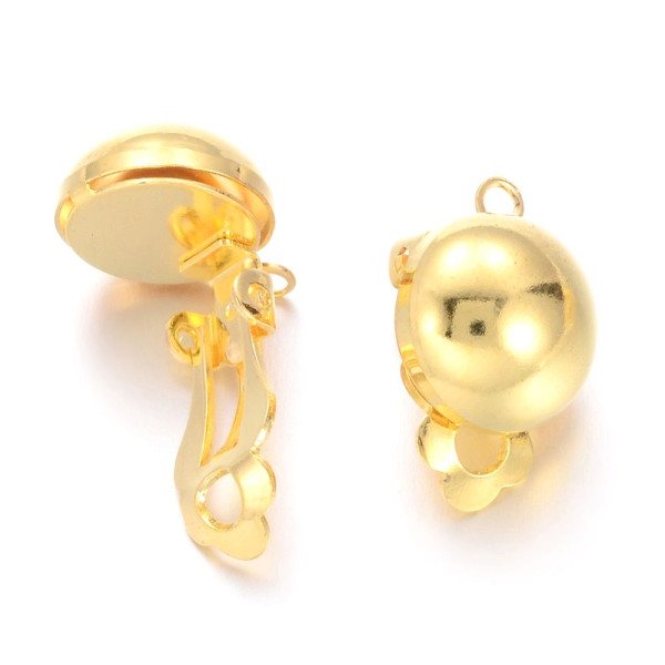 Boucles d’Oreilles Clips Demi-Cercle 12 mm avec Attache – Laiton – Doré